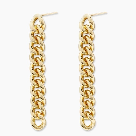 Gorjana 18k Gold Plated Brass Lou Link Drop Earrings New Lightweight Statement - Picture 1 of 6